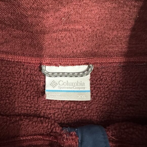 Columbia Mens Full Zip Fleece Jacket 2 Tone Blue Maroon Sz XXL Shacket - Picture 3 of 6